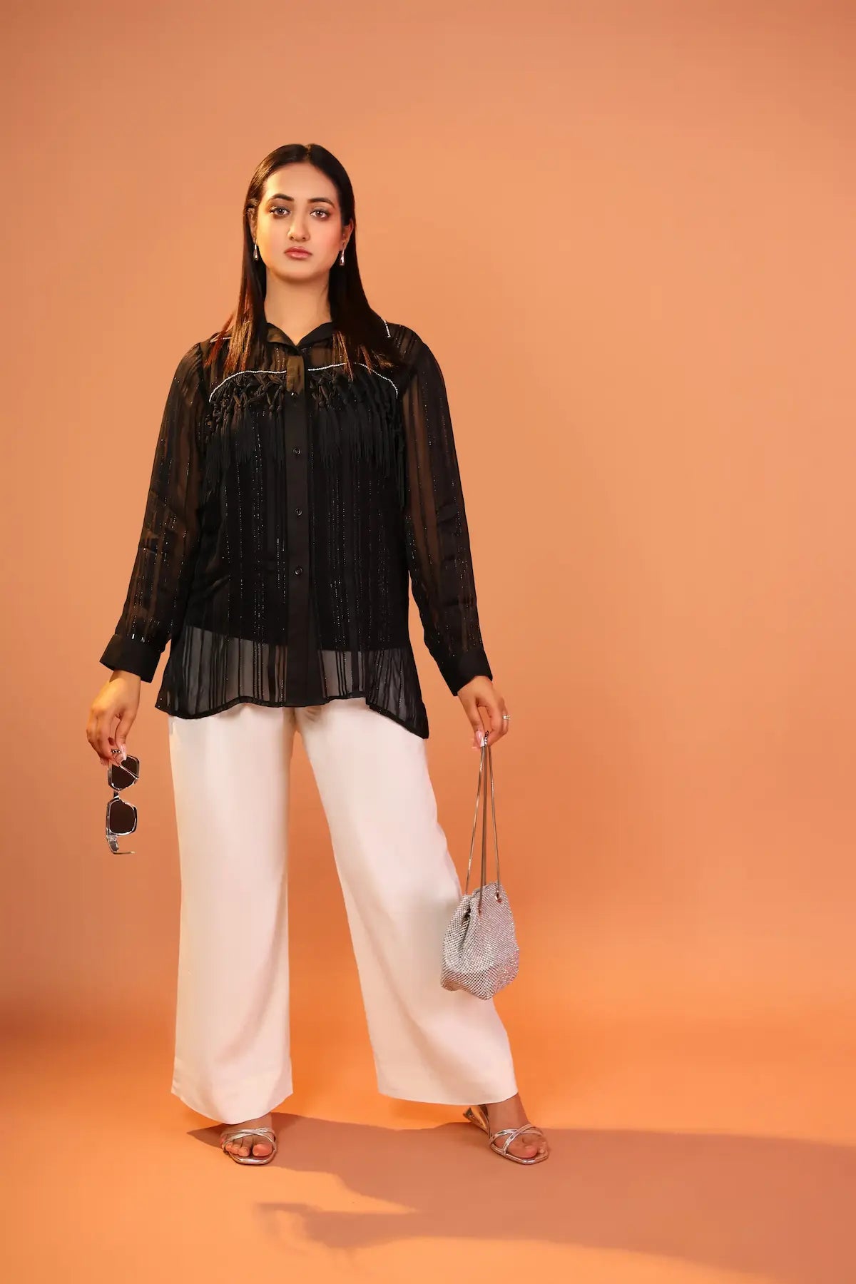 The Noir Lace Shimmer Top