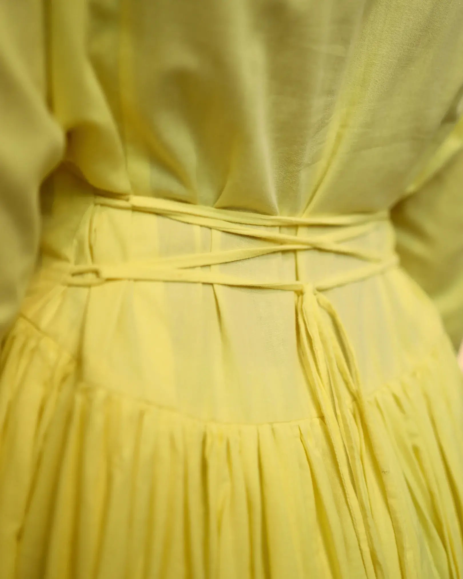 Gathered Dress in Lemon Yellow