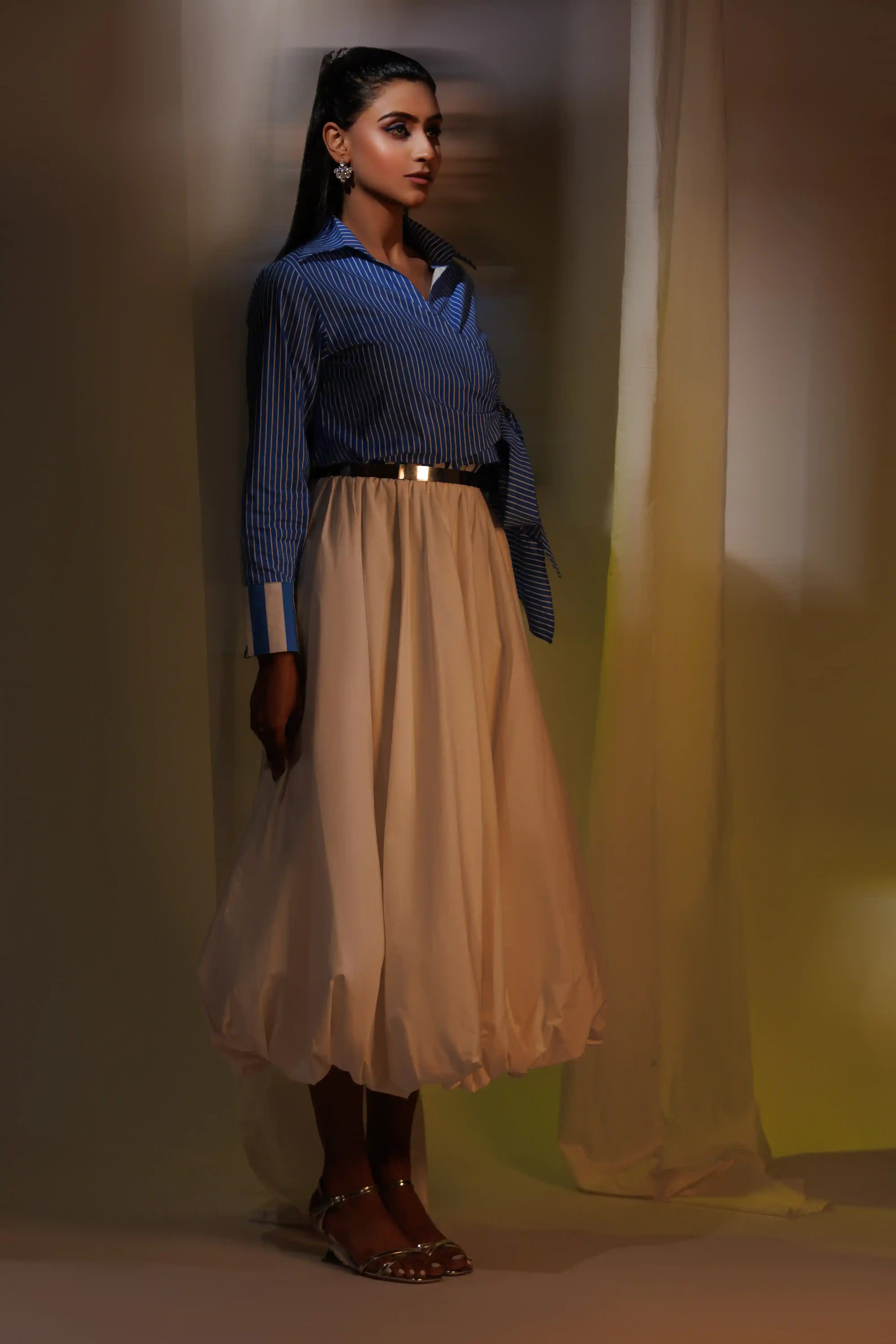 White Cotton Balloon Skirt
