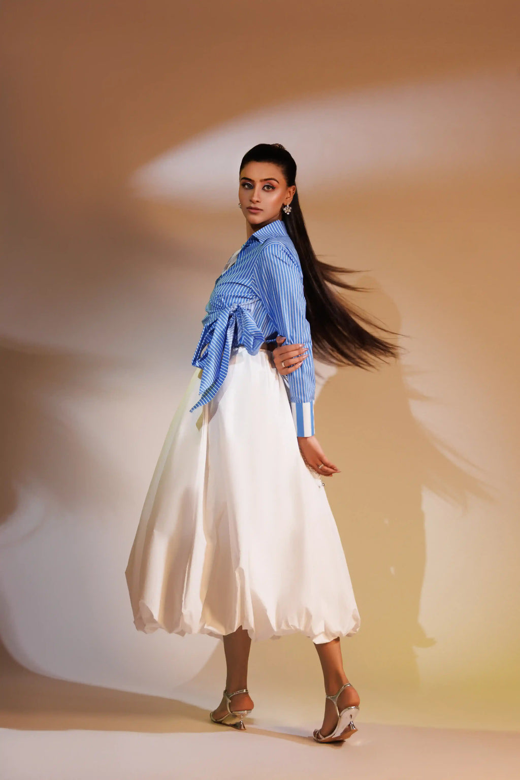 White Cotton Balloon Skirt