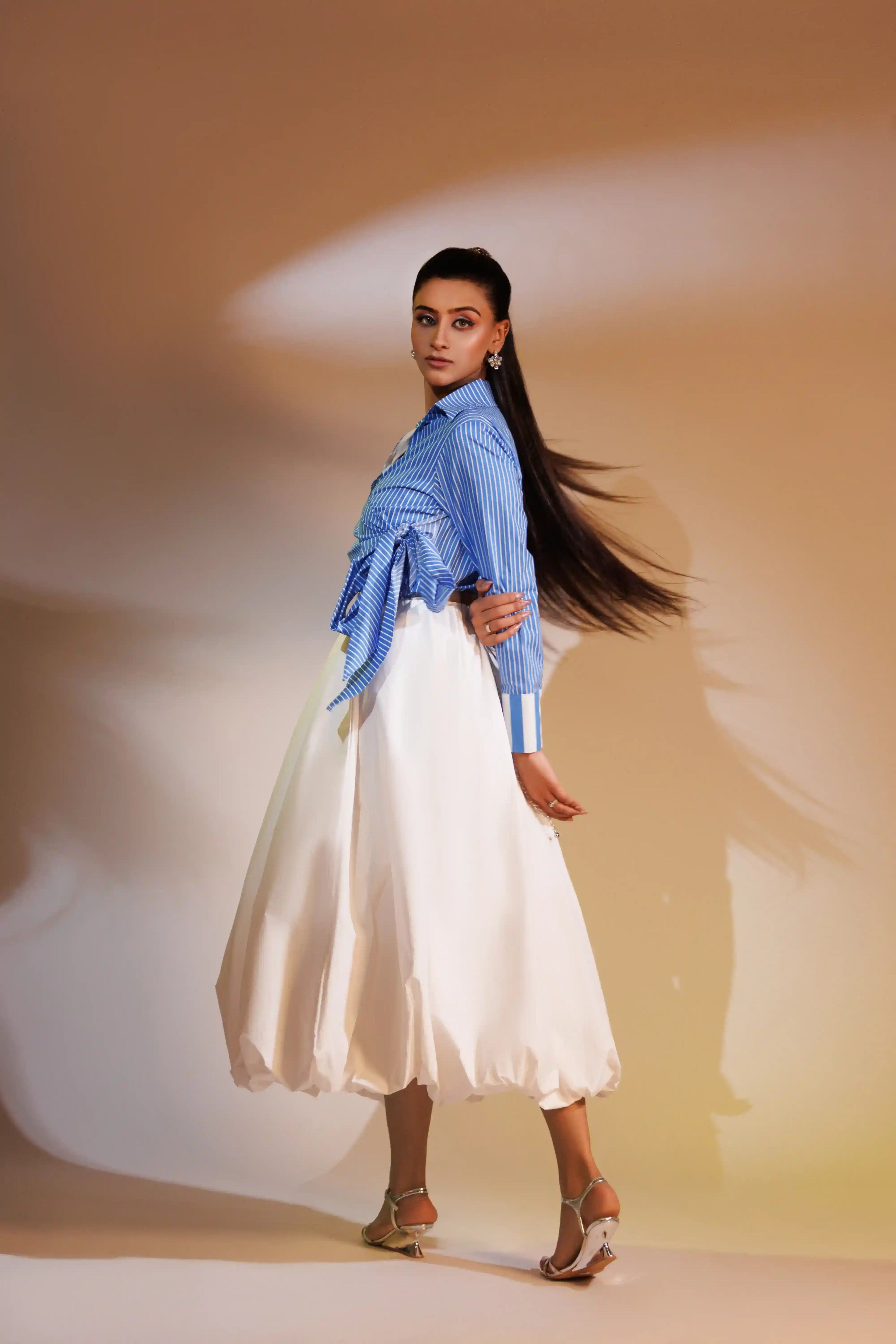 White Cotton Balloon Skirt