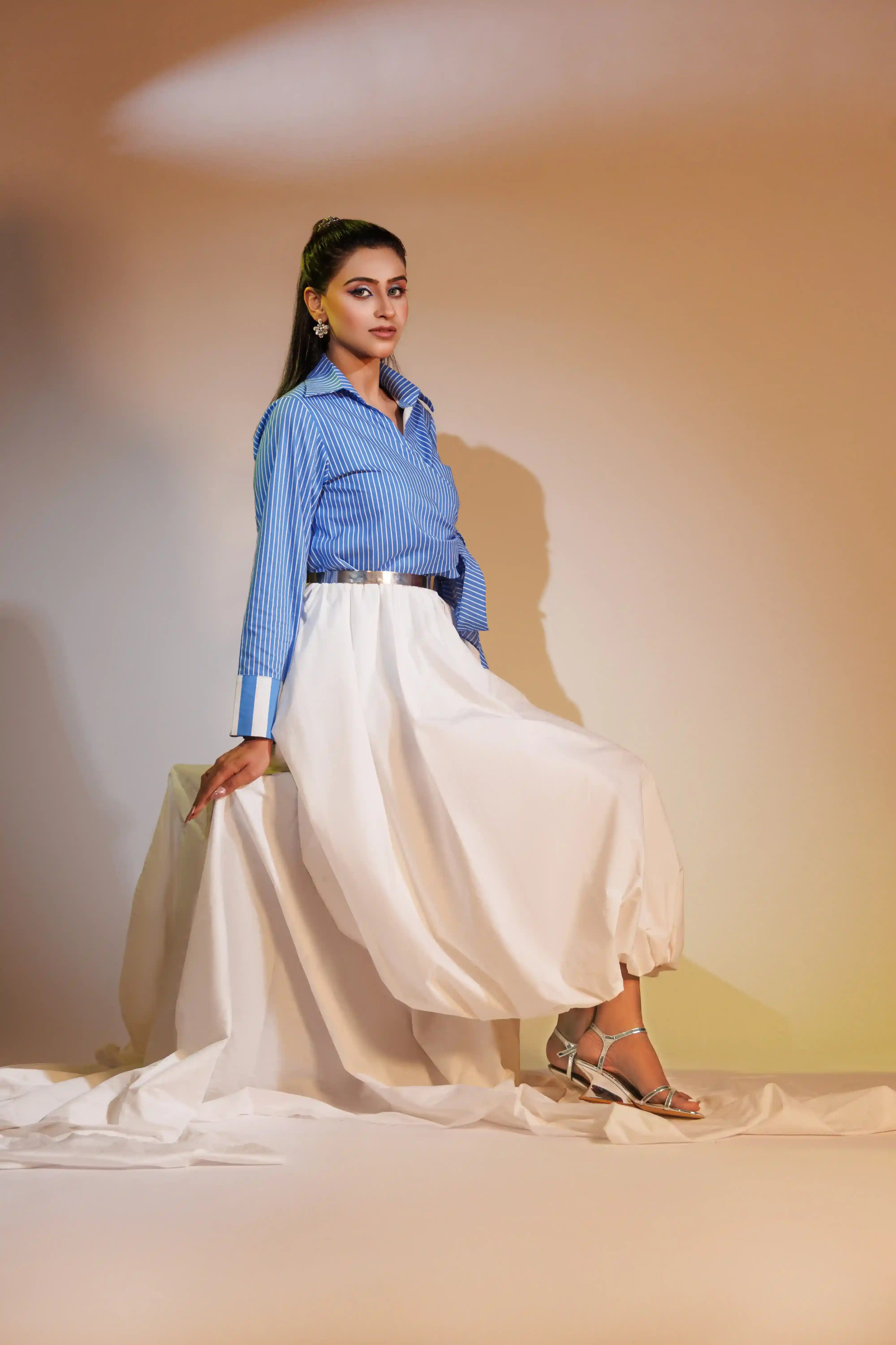 White Cotton Balloon Skirt