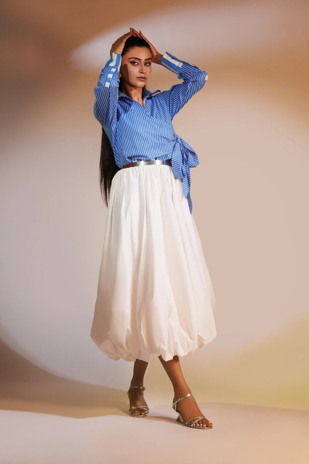 White Cotton Balloon Skirt