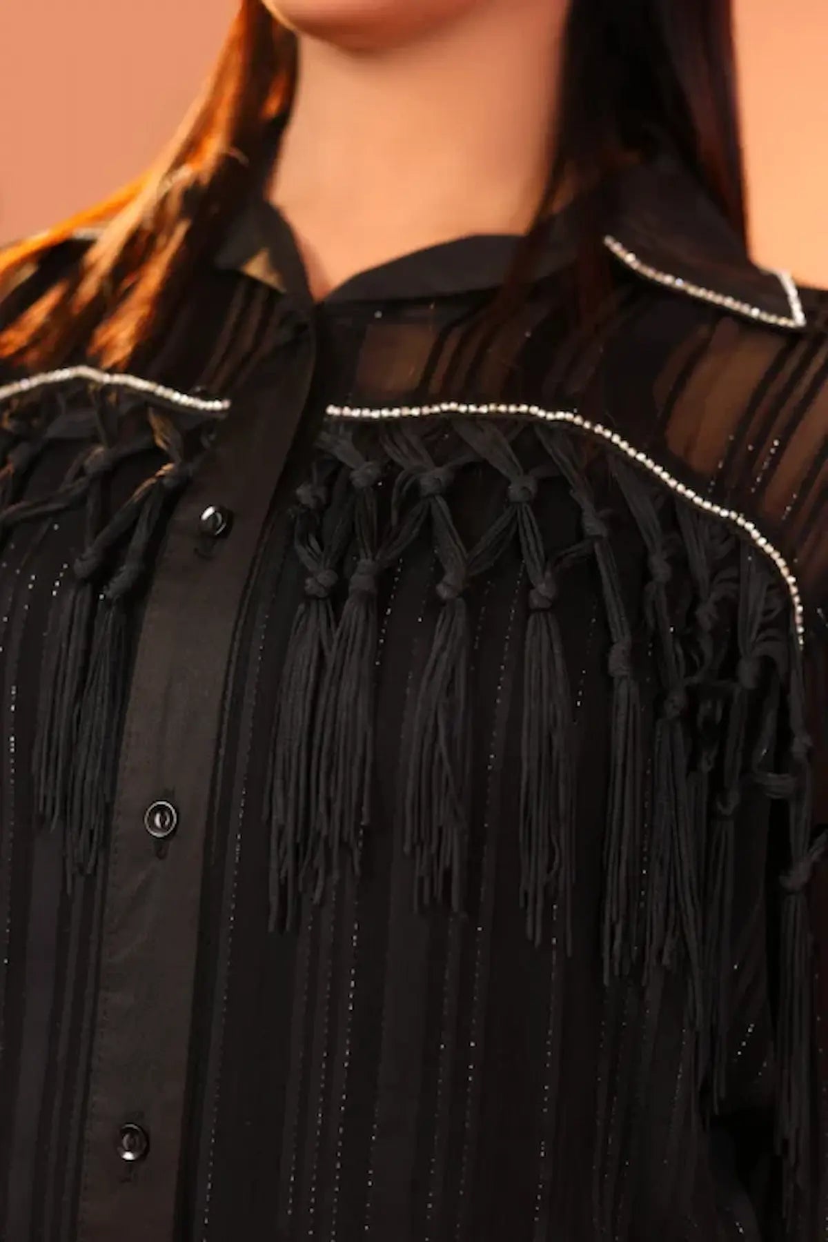 The Noir Lace Shimmer Top